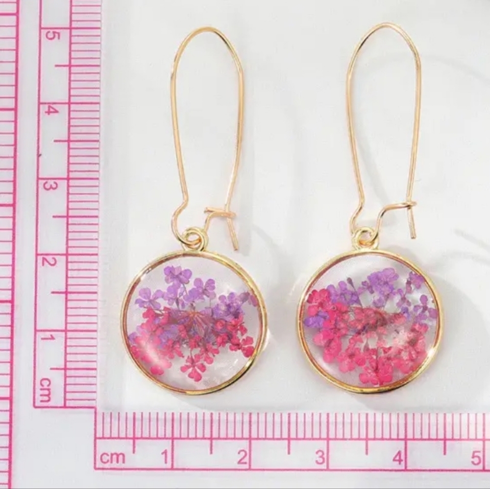 Artificial Fuchsia Flower Earrings
